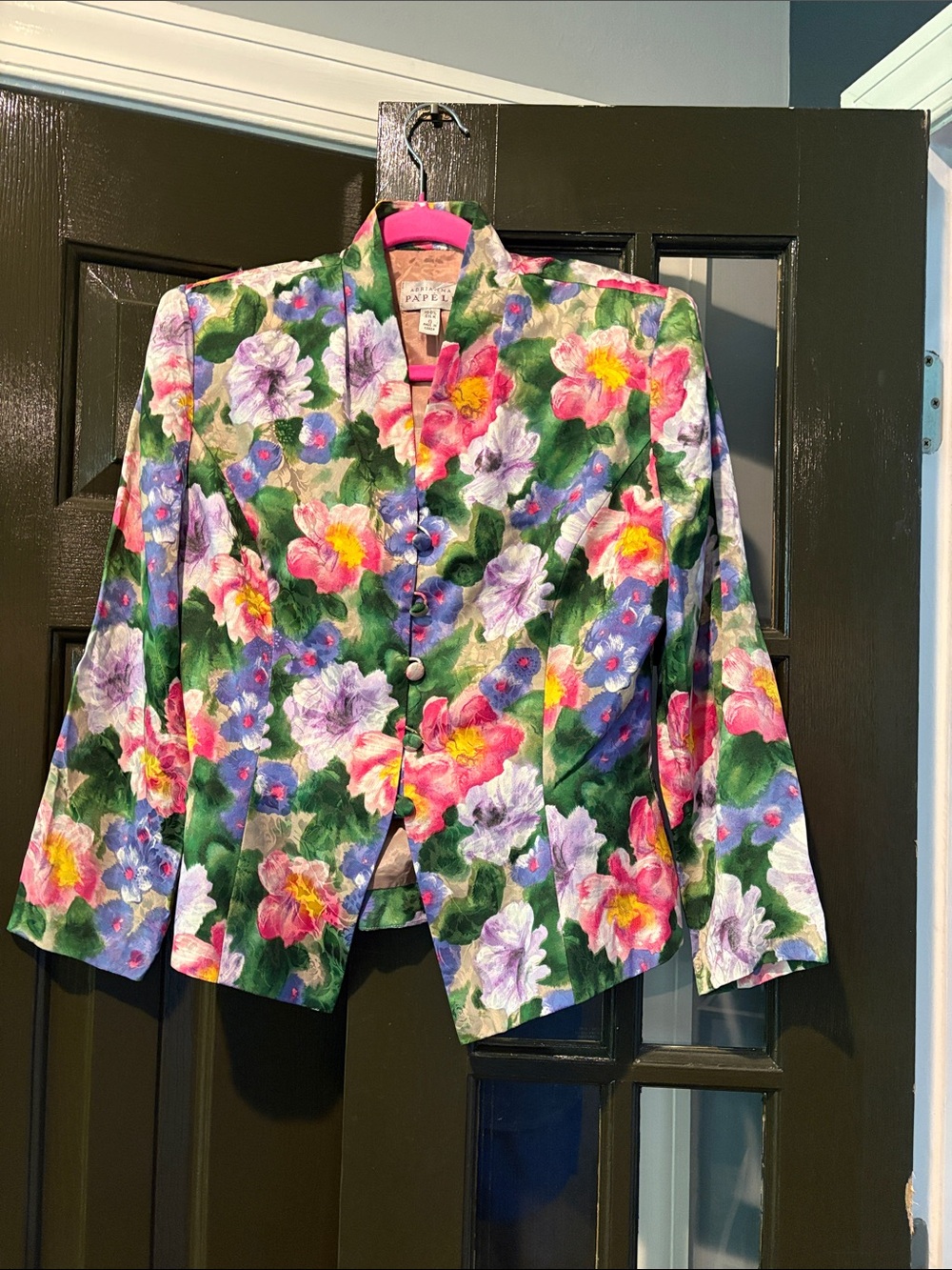 Adrianna Papell Floral Blazer in Pink, Green & Purple
